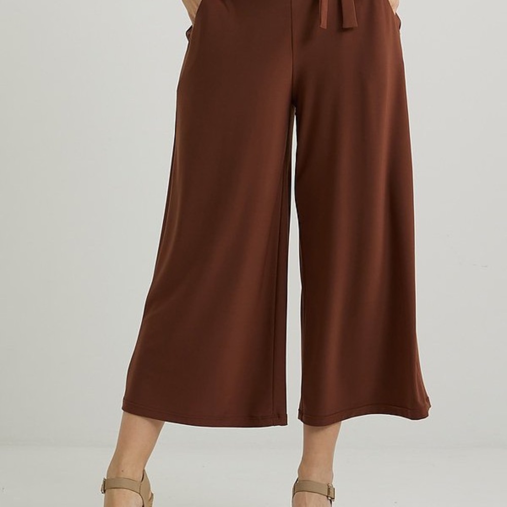 Joseph Ribkoff Brown Wide Leg Cropped Pants